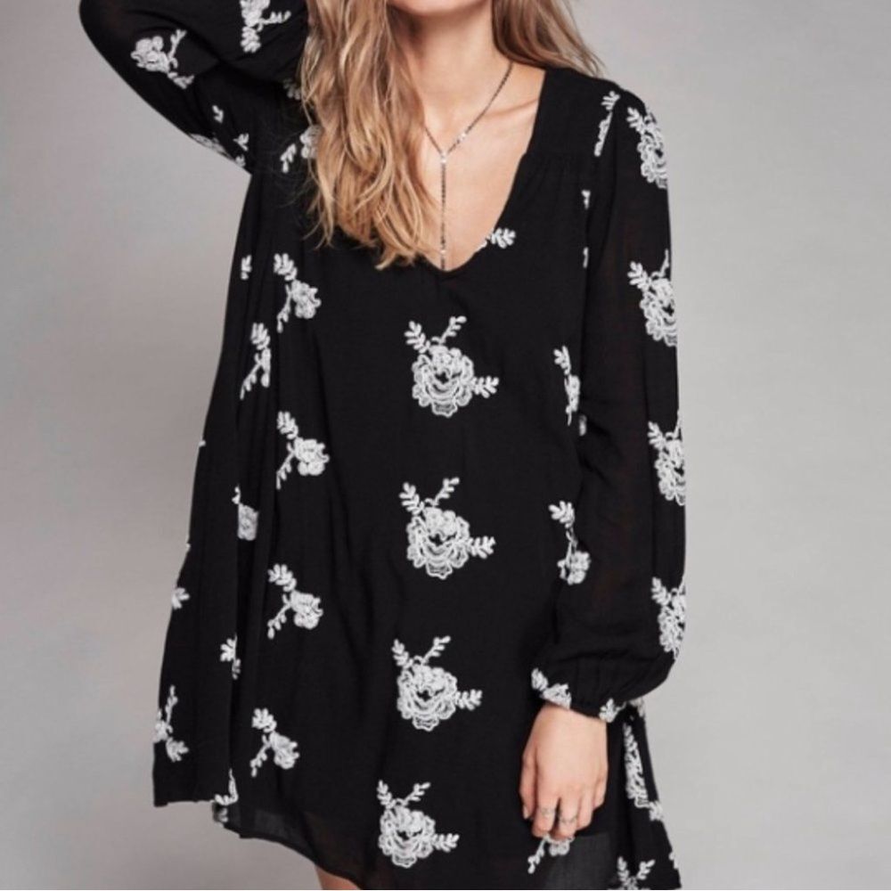 Free People Boho Whimsigoth Mini Dress Size XS Fairy Grunge Festival Floral